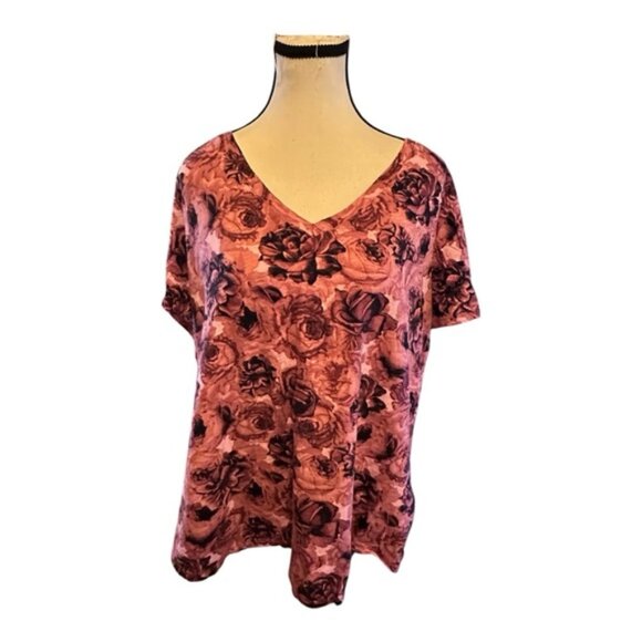 Women’s torrid 1 Rose Floral torridstrong Girlfriend Signature Jersey V-Neck Tee - Picture 1 of 9
